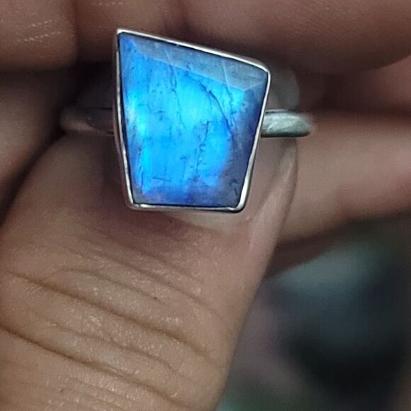 Labradorite and Sterling Silver Ring Size 8.5 Signed NC 925 - Picture 4 of 7